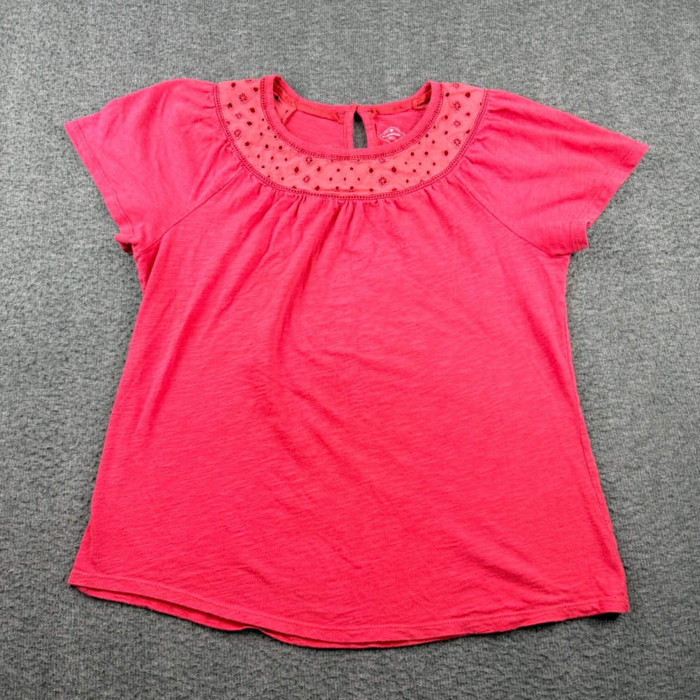 St. John's Bay Short Sleeve Women's S Small Eyelet Neck Top Pink Coral